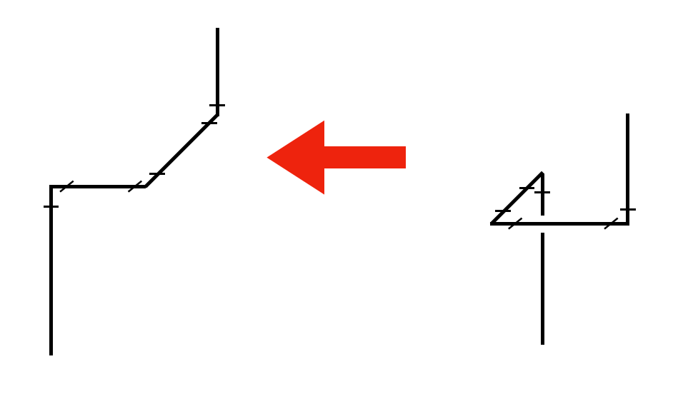 配管を見ている方向によるアイソメの違い